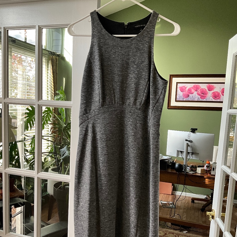Grey sleeveless dress from BR.  Great for work or interviews